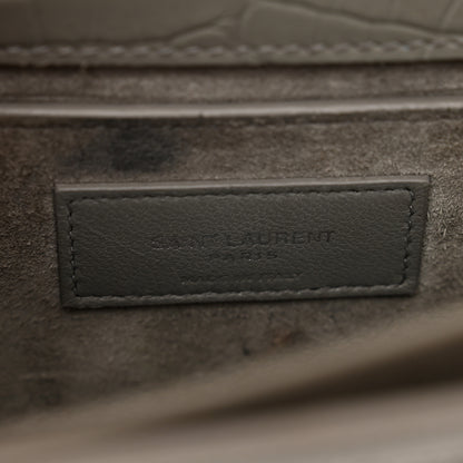 Saint Laurent Calfskin Crocodile Embossed Medium Monogram Sunset Fog 7 of 12