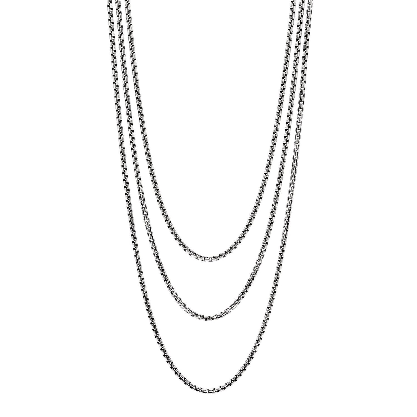 Sterling Silver 14K Yellow Gold 2.7mm Box Chain Necklace 72"