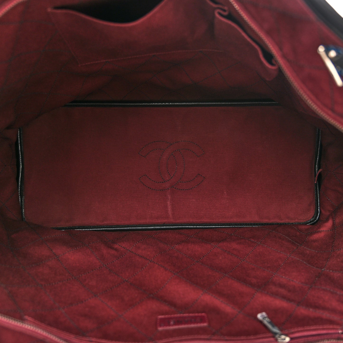 Grained Calfskin Large Shopping Fever Tote Black