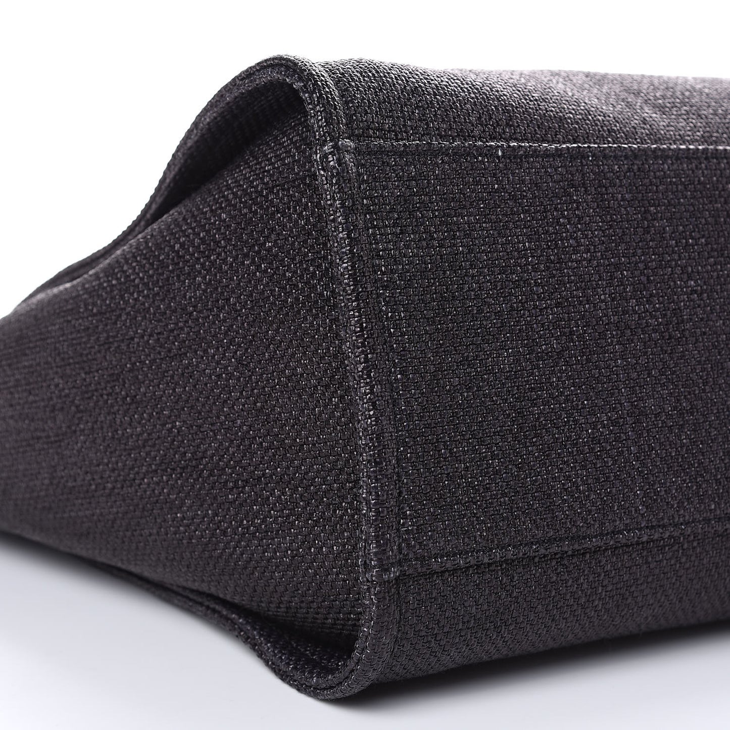 Woven Straw Raffia Large Deauville Tote Black