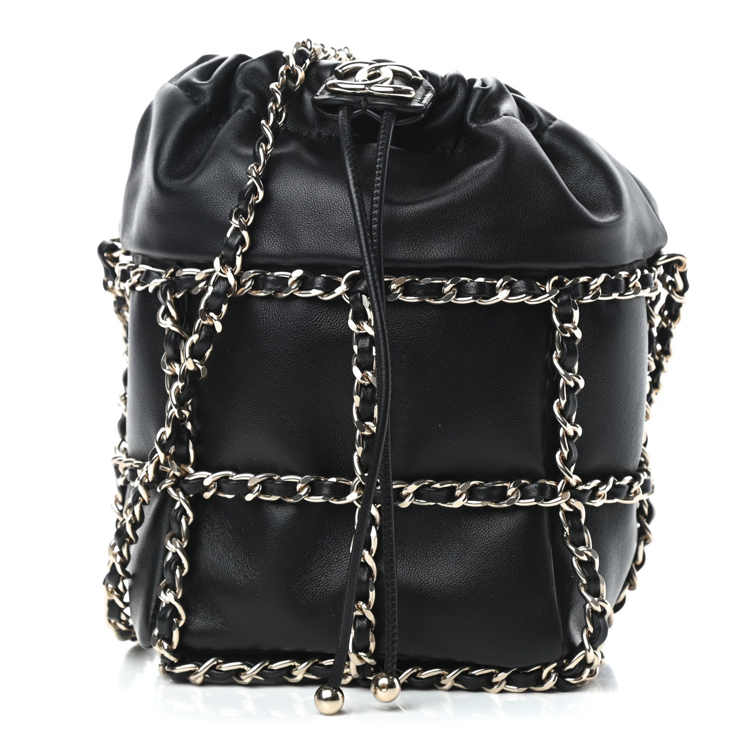 Chanel Lambskin Bucket Chain Drawstring Bag Black 1 of 10