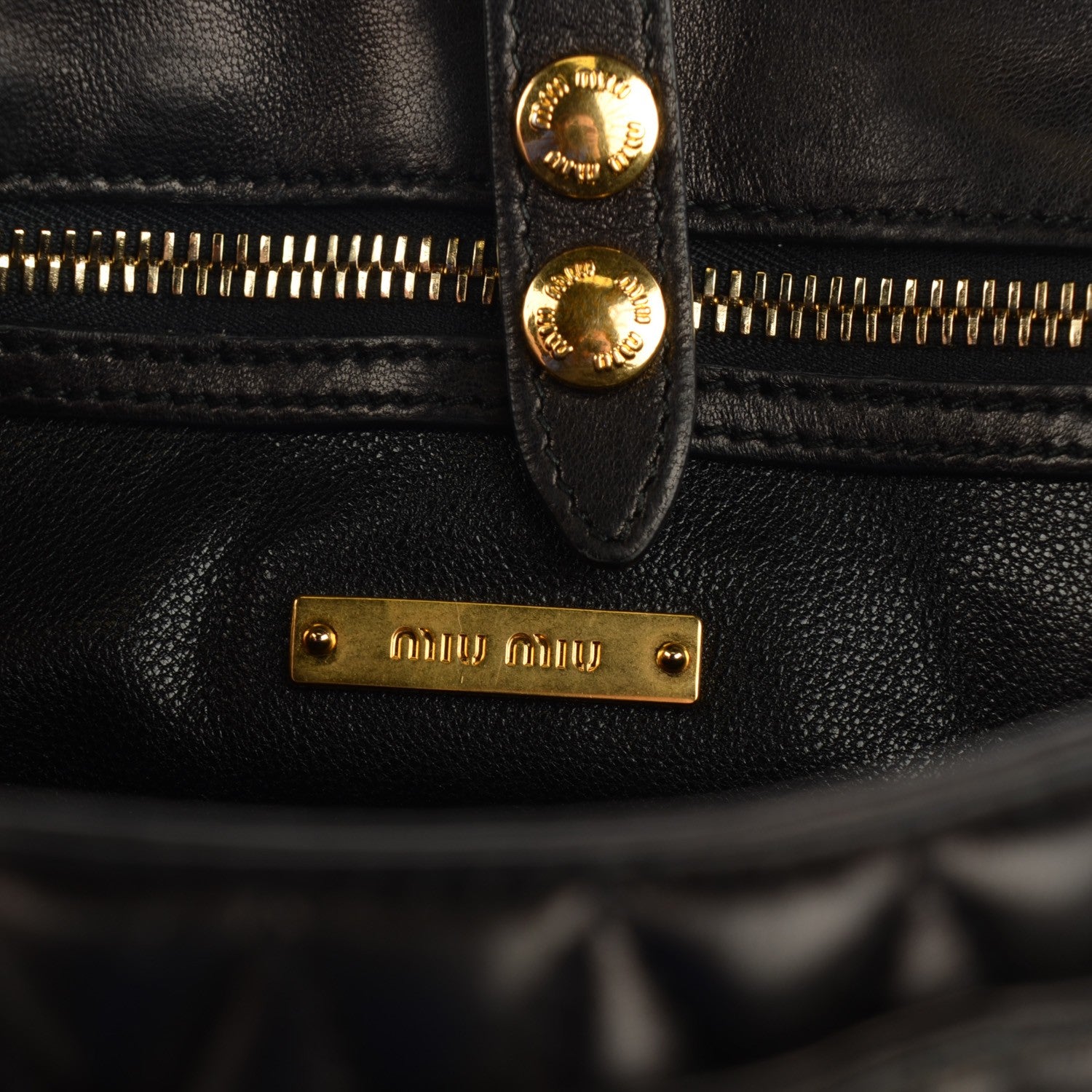 Miu Miu Nappa Large Biker Shoulder Bag Black 6 of 7