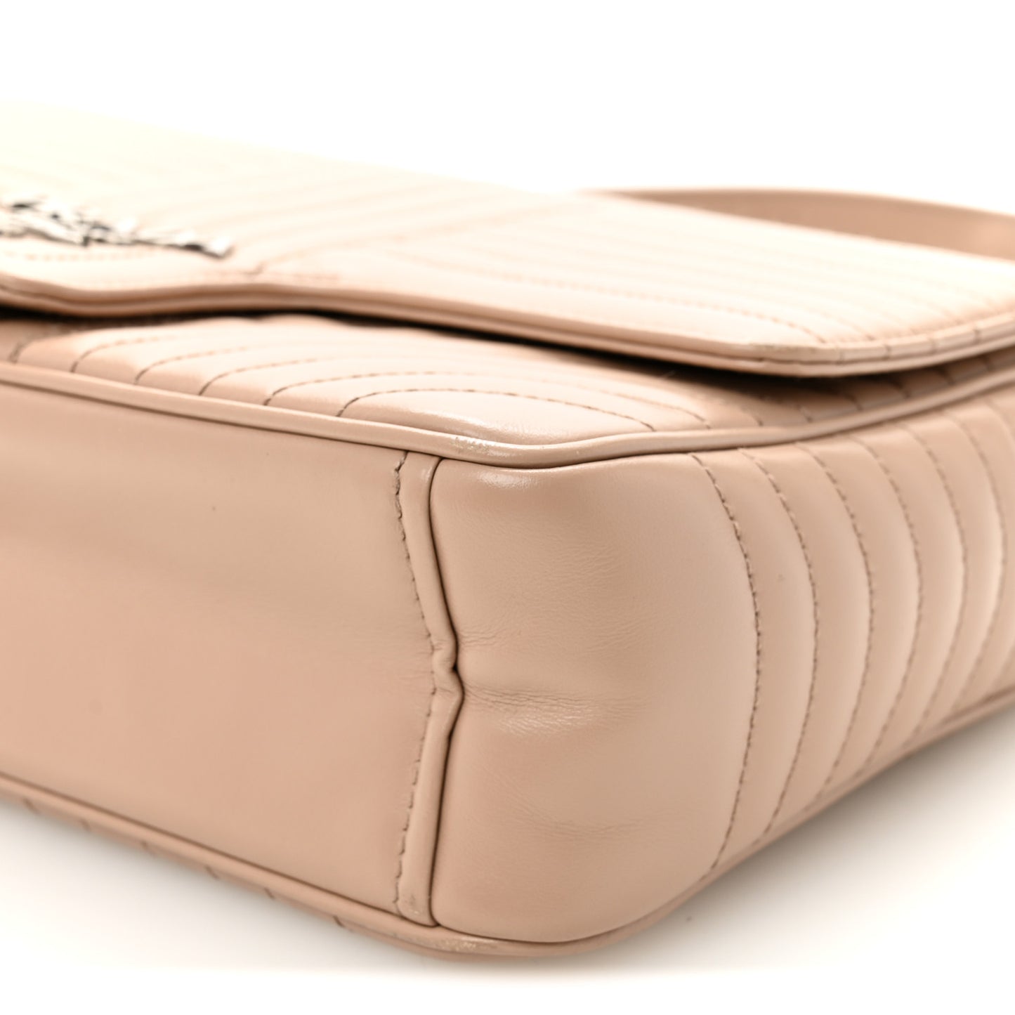 Soft Calfskin Impunture Diagramme Large Chain Flap Shoulder Bag Cipria
