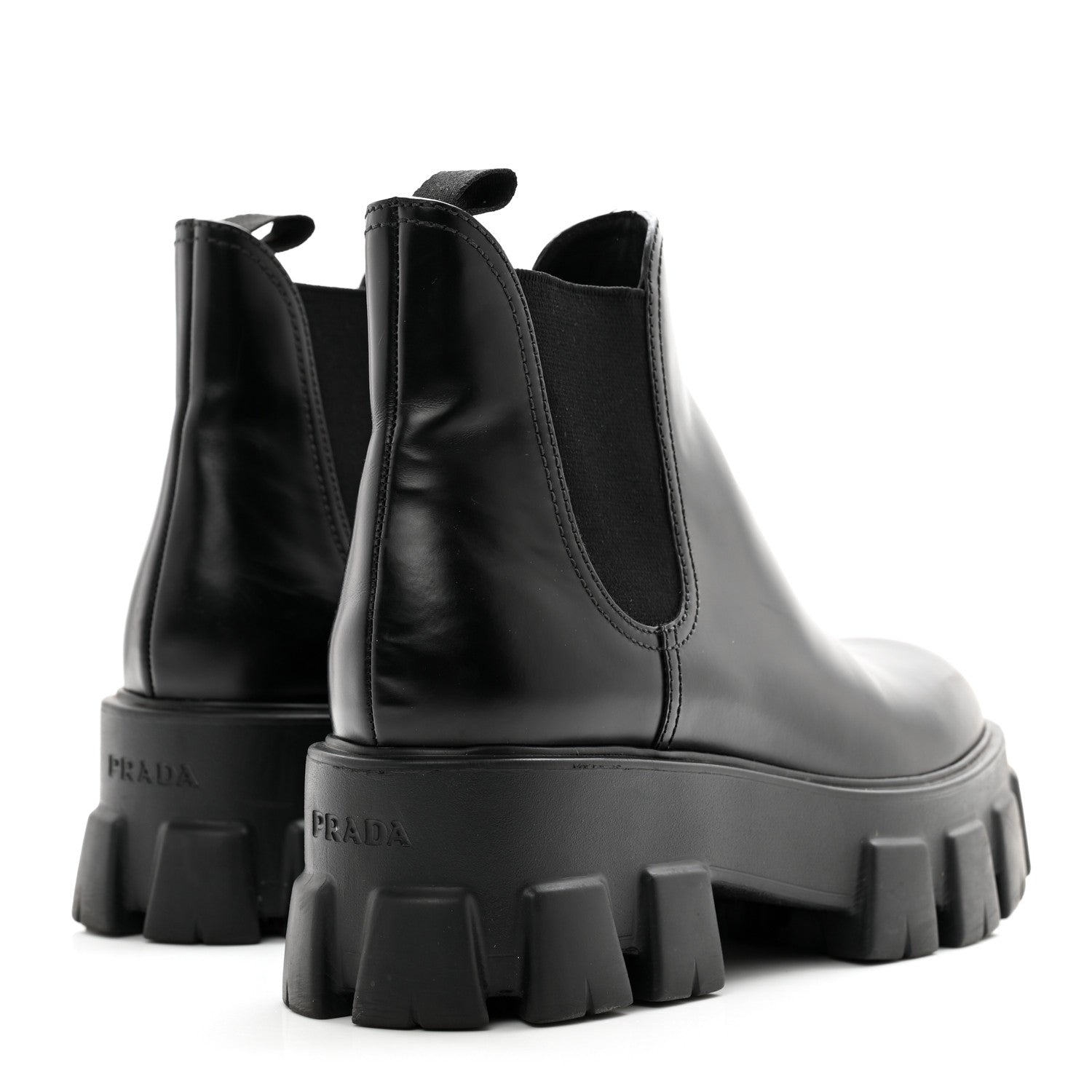 Prada Spazzolato Rois Womens Monolith Chelsea 55mm Ankle Boots 39 Black 5 of 12