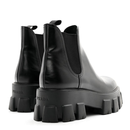Prada Spazzolato Rois Womens Monolith Chelsea 55mm Ankle Boots 39 Black 5 of 12