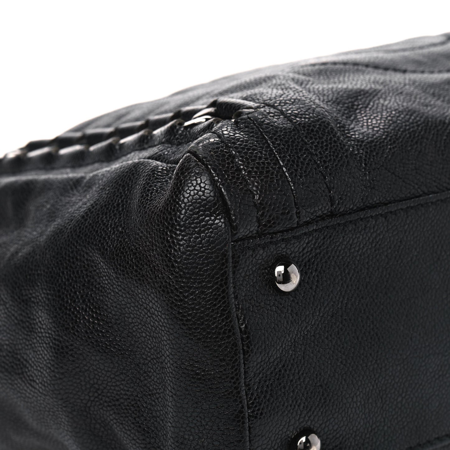 Glazed Caviar Modern Chain Tote Black