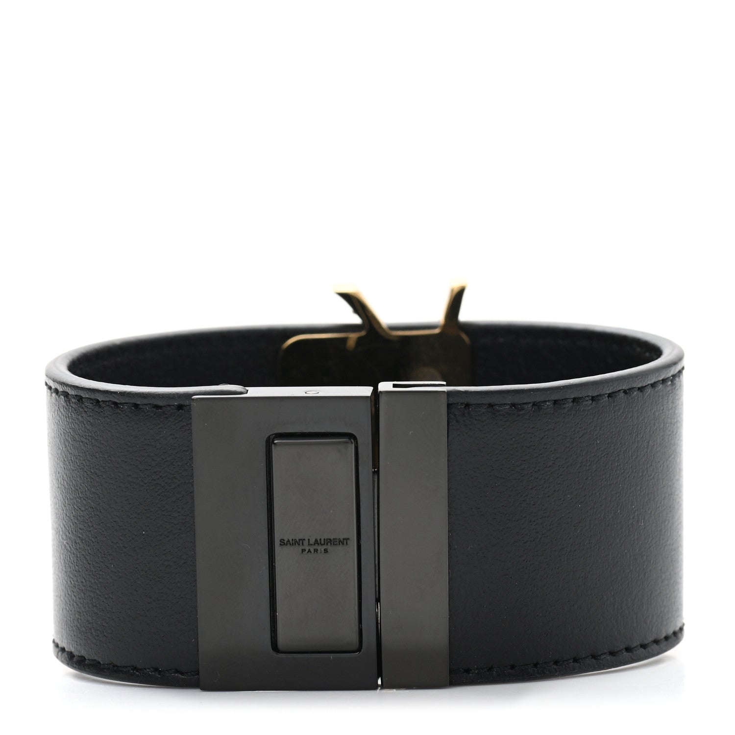 Saint Laurent Calfskin Monogram Bracelet Black 3 of 5