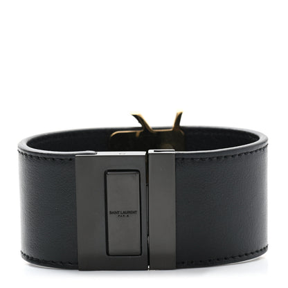 Saint Laurent Calfskin Monogram Bracelet Black 3 of 5
