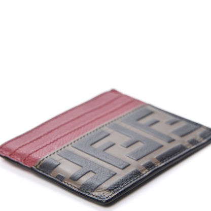 Fendi Vitello Cruise Bi-Color FF 1974 Embossed Card Holder Maya Black Fragola 5 of 8