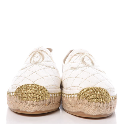 Chanel Fabric Biarritz CC Espadrilles 40 White Gold 2 of 10
