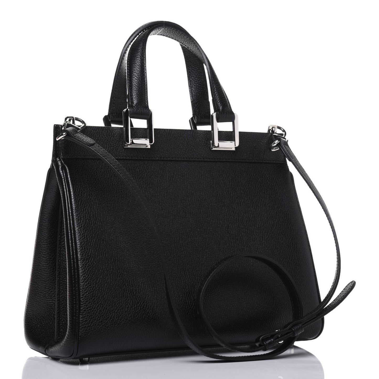 Grainy Calfskin Small Zumi Top Handle Bag Black