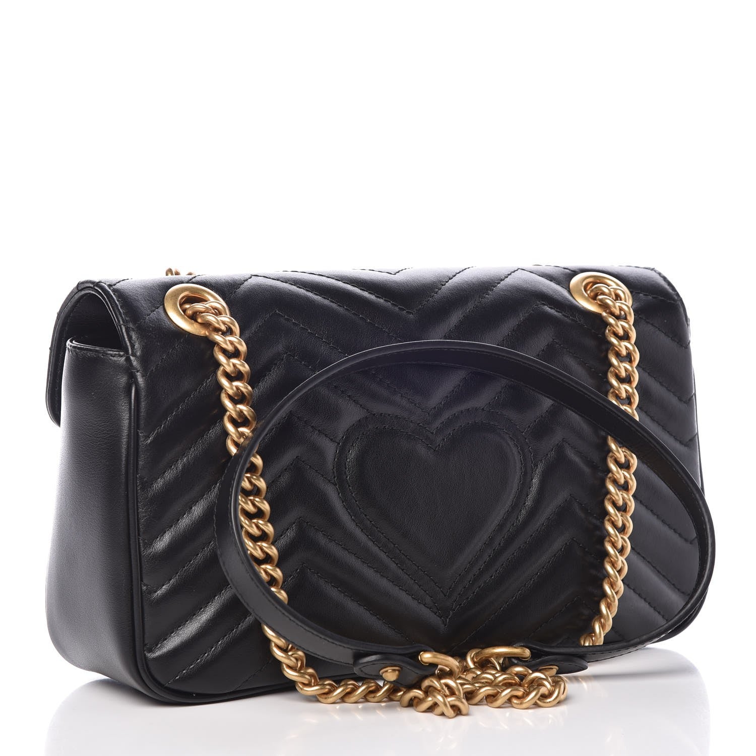 Gucci Calfskin Matelasse Small GG Marmont Shoulder Bag Black 3 of 7
