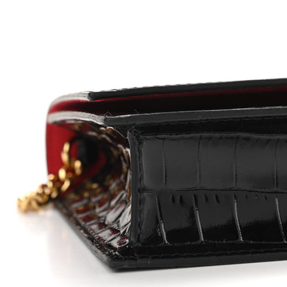 Alexander McQueen Calfskin Crocodile Embossed Skull Mini Shoulder Bag Black 9 of 10