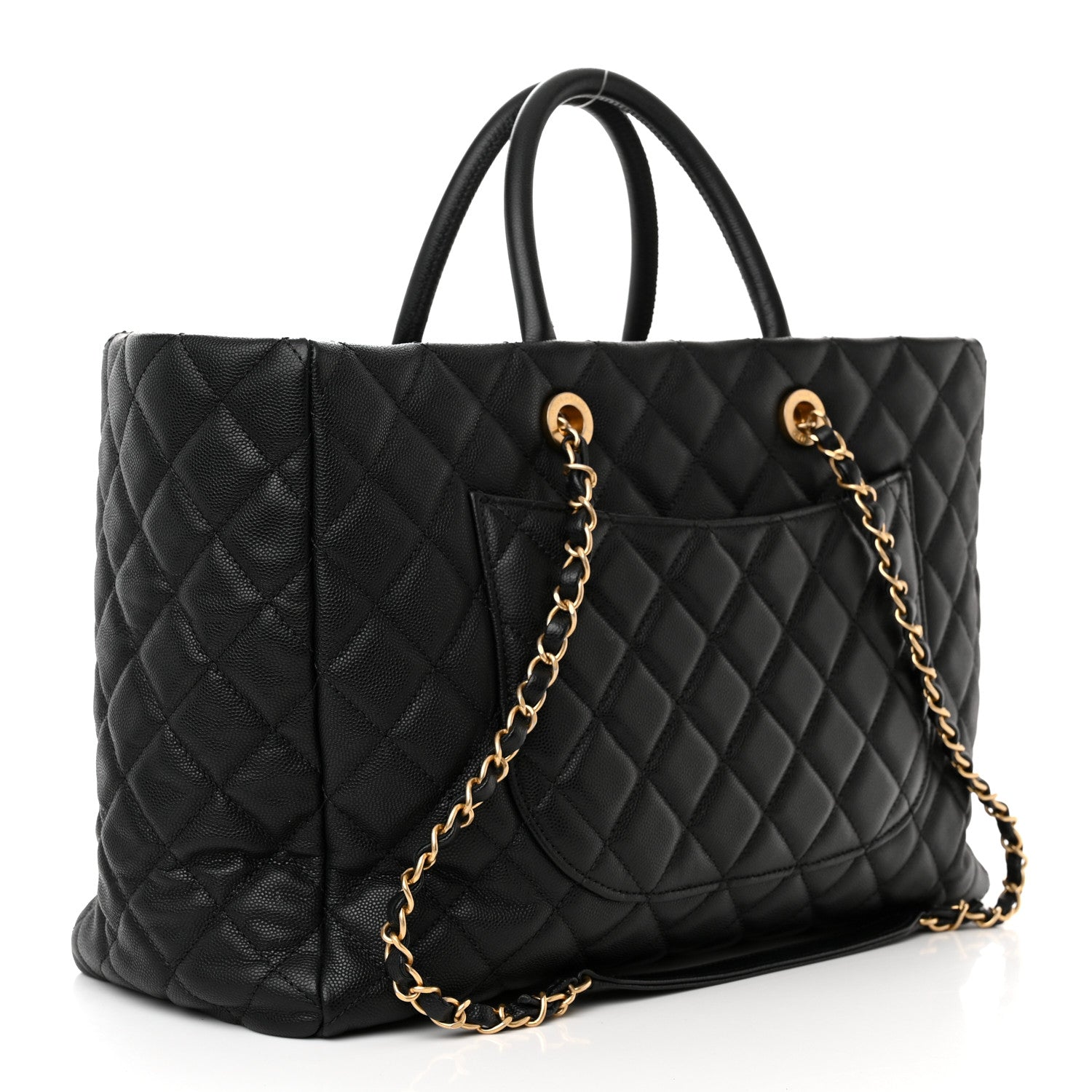 Chanel Caviar Quilted Large Coco Handle Shopping Tote Black 3 of 14