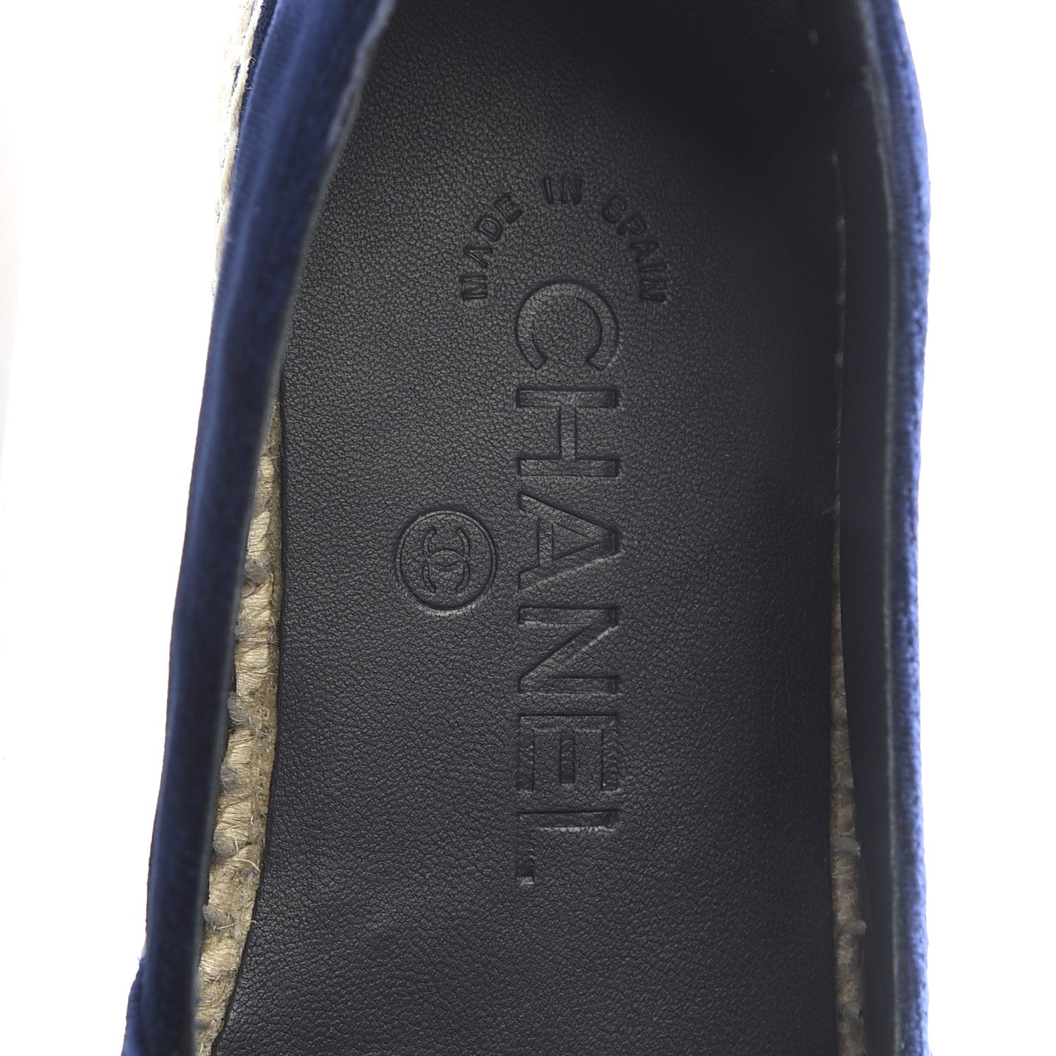 Chanel Velvet Logo Espadrilles 37 Navy Black 6 of 9