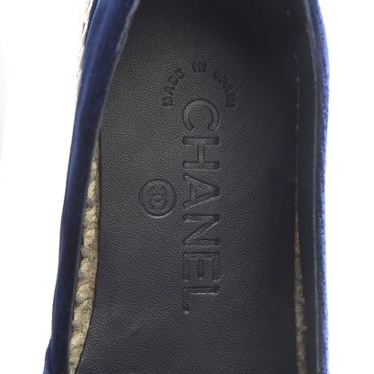 Chanel Velvet Logo Espadrilles 37 Navy Black 6 of 9