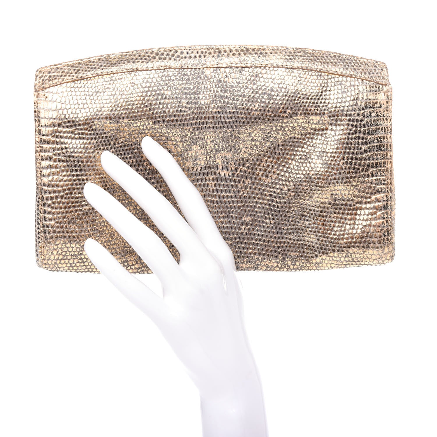 Nancy Gonzalez Metallic Lizard Clutch Gold 2 of 7