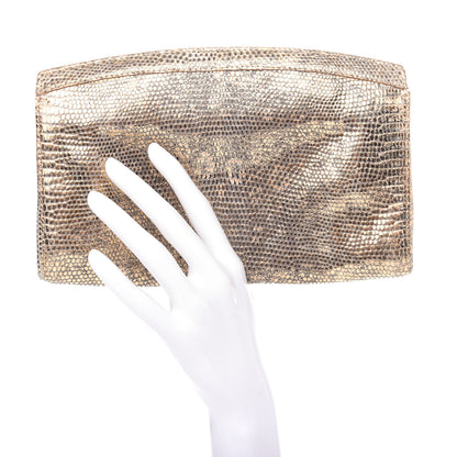 Nancy Gonzalez Metallic Lizard Clutch Gold 2 of 7