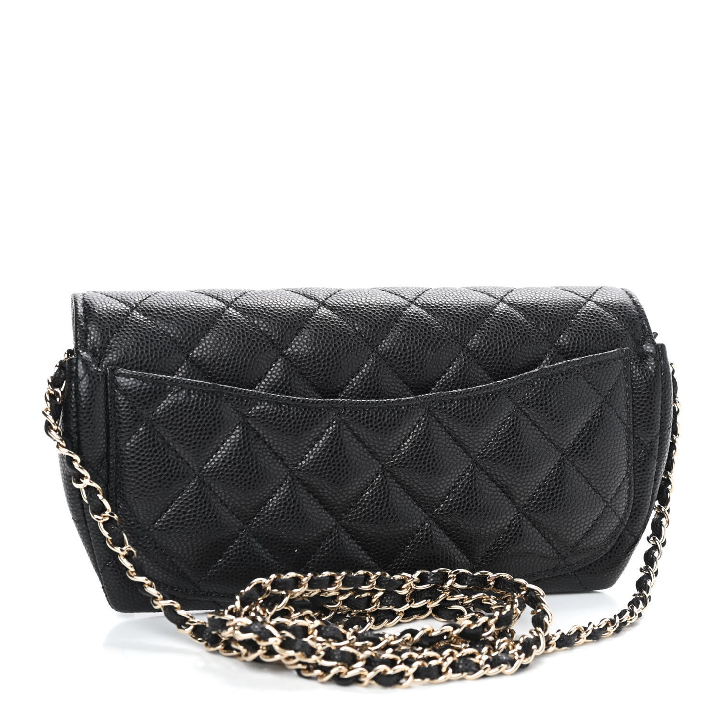 Caviar Quilted Glasses Case With Chain Black