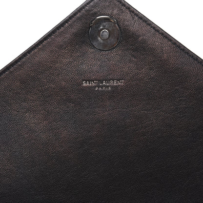 Saint Laurent Sheepskin Matelasse Chevron Monogram Monochrome Large College Satchel Black 13 of 15