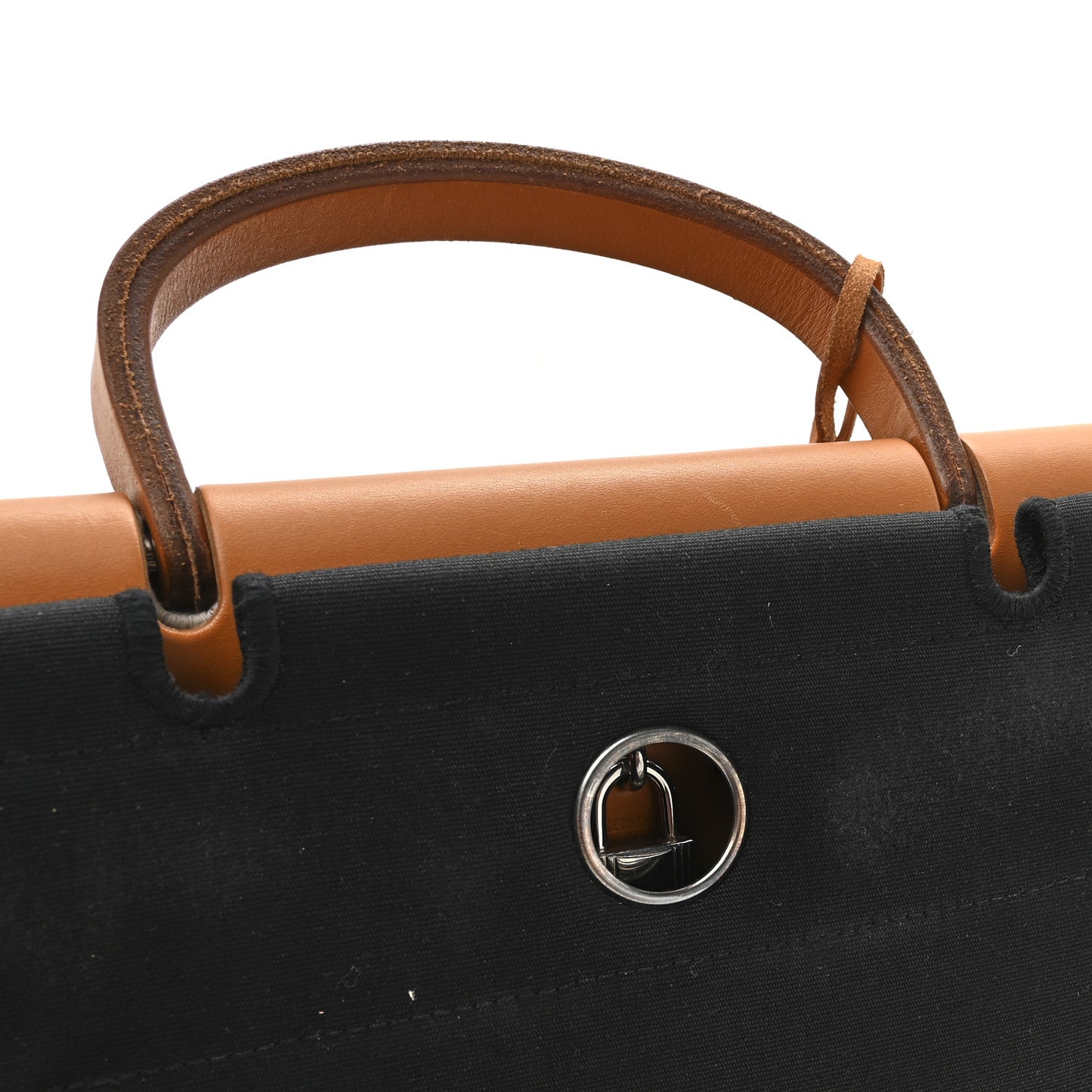 Toile Vache Calfskin Herbag 30 PM Black Natural