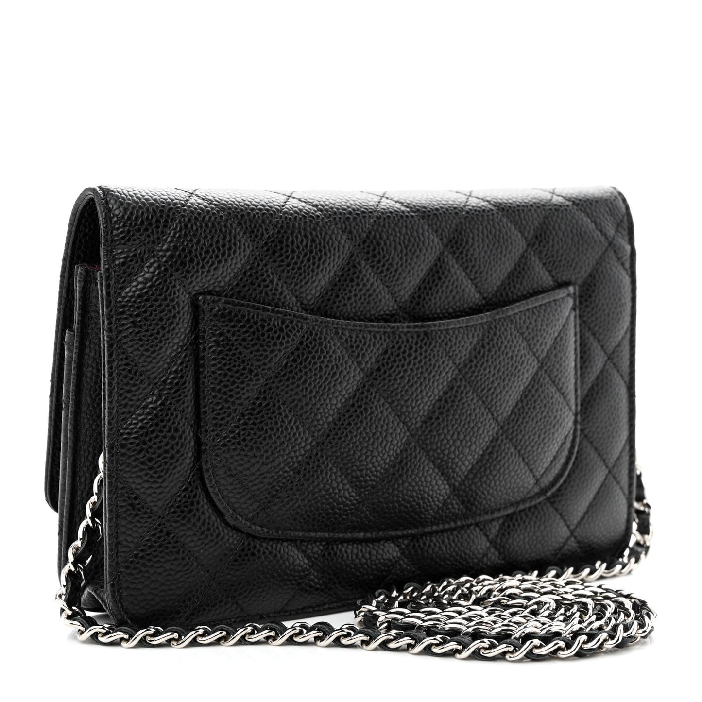 Caviar Quilted Wallet on Chain WOC Black
