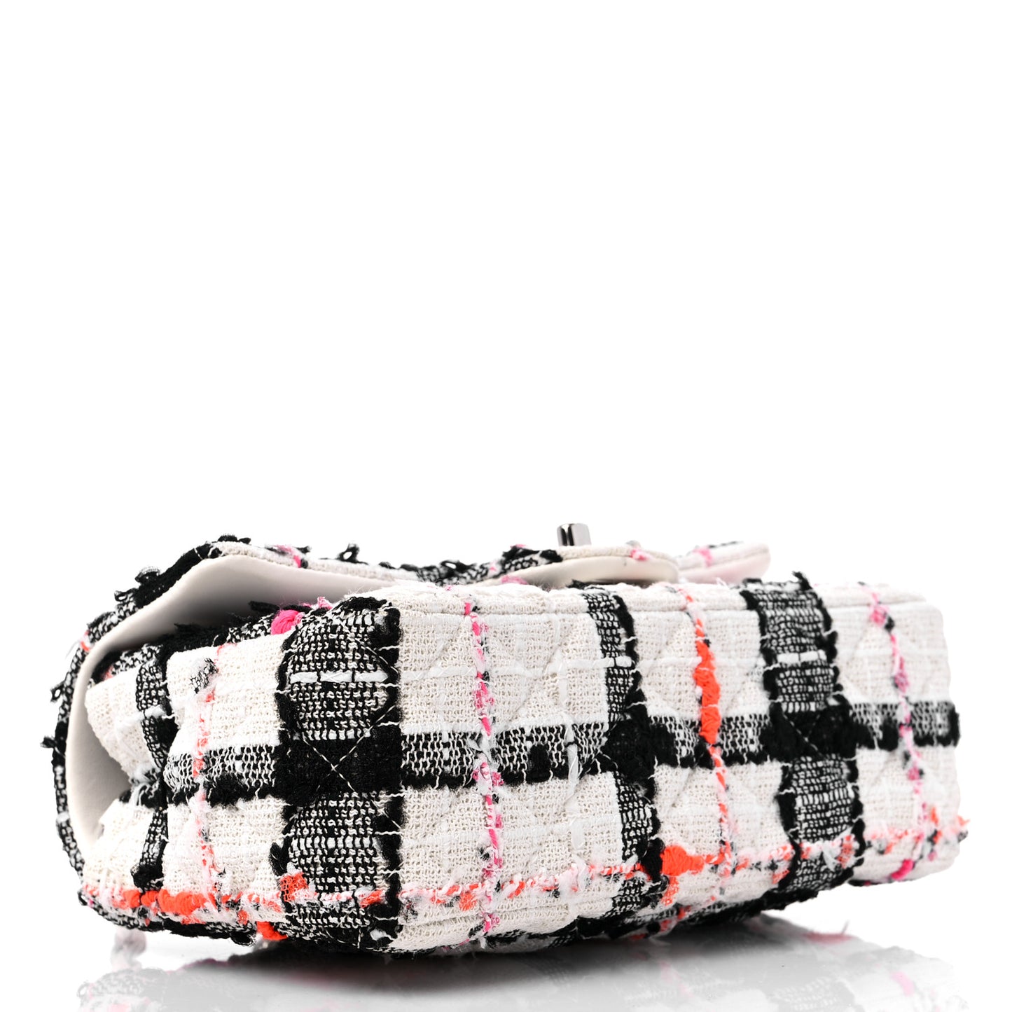 Tweed Quilted Mini Rectangular Flap Black White Pink