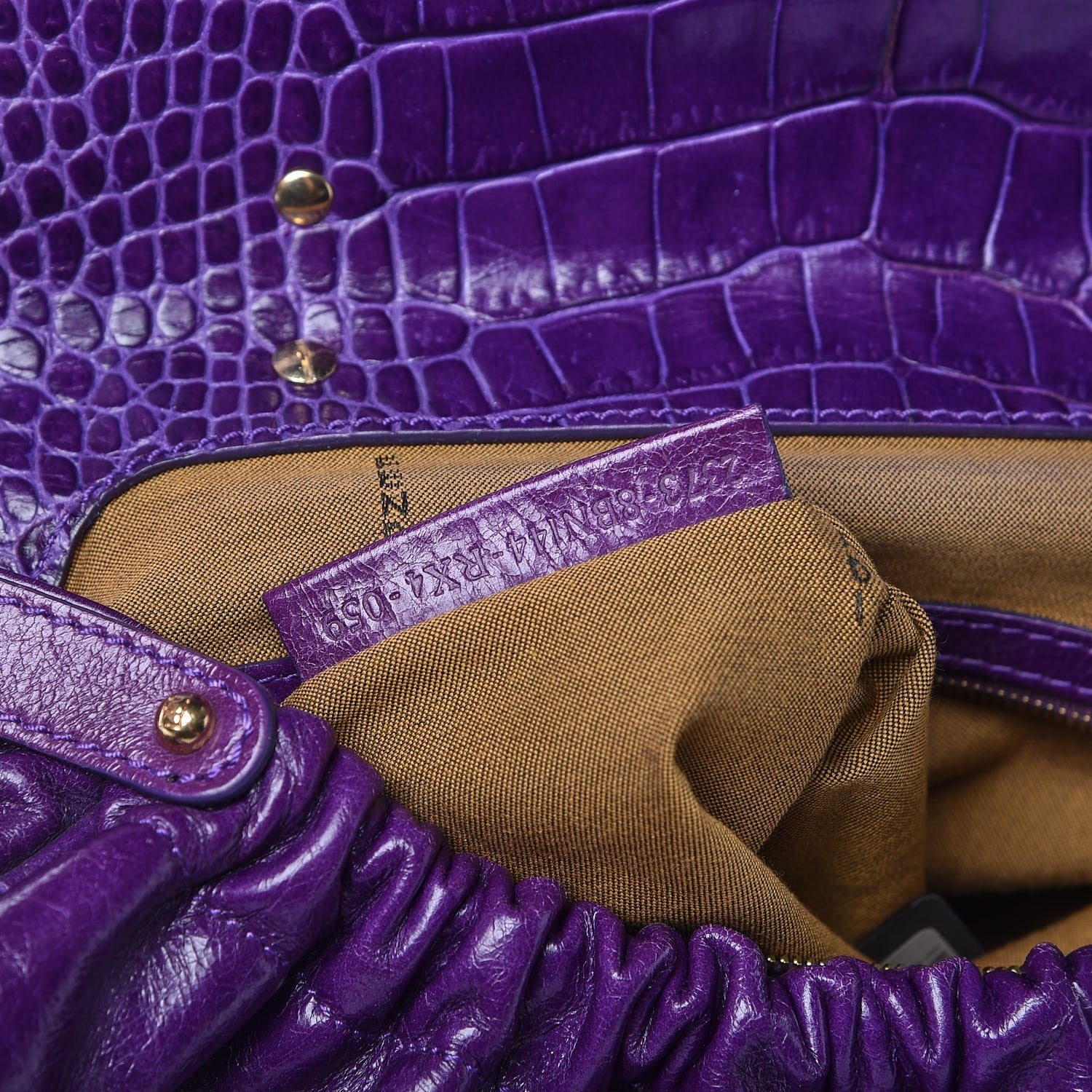 Fendi Lambskin Crocodile Embossed Medium Magic Bag Viola 7 of 12