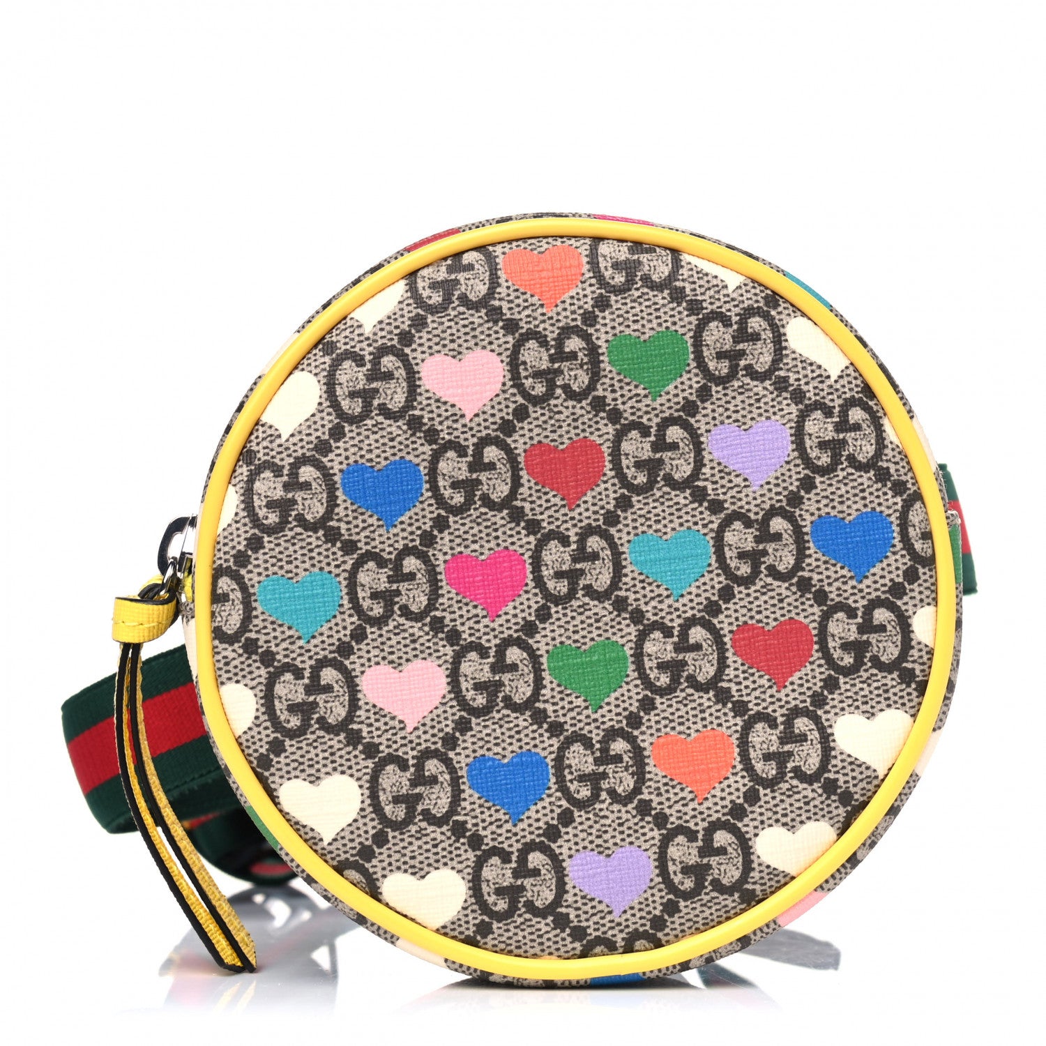 Gucci GG Supreme Monogram Hearts Web Childrens Round Belt Bag Beige Ebony Multicolor Freesia 1 of 4