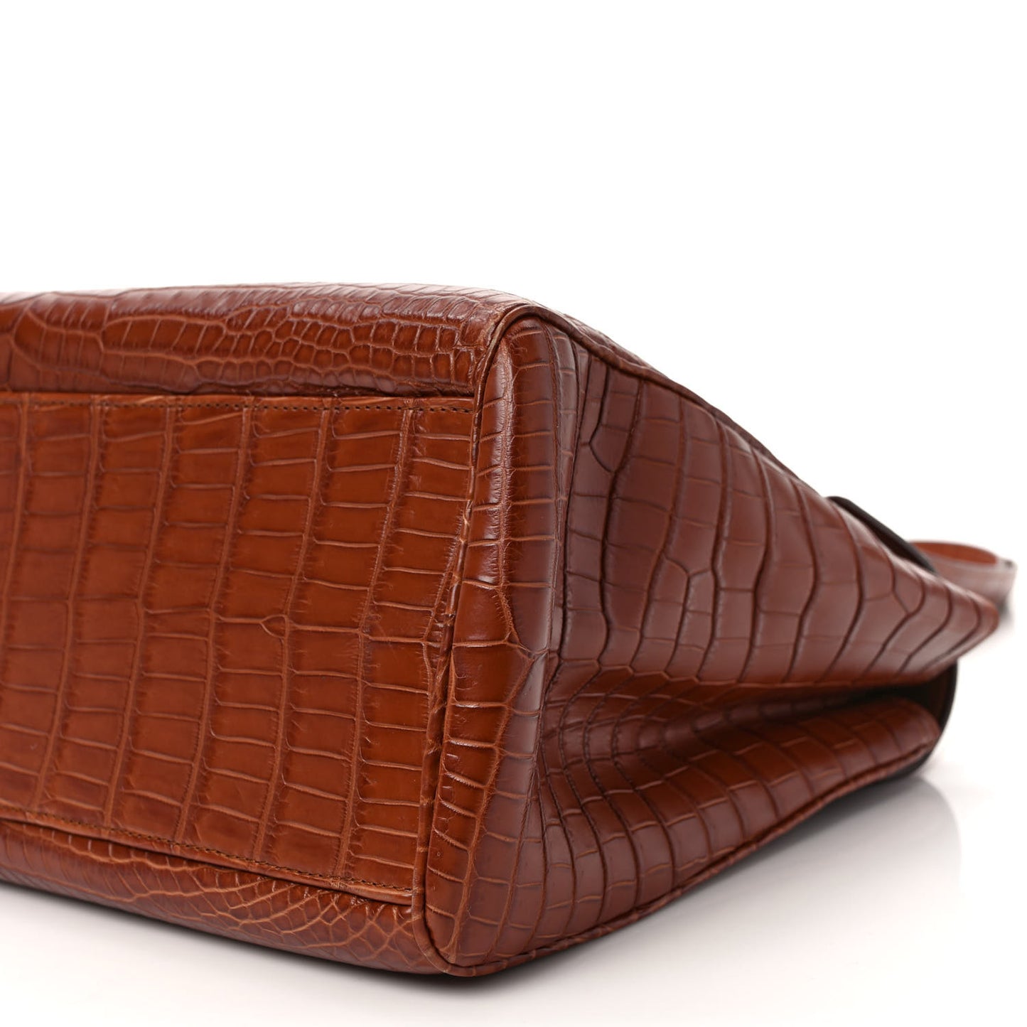 Calfskin Crocodile Embossed Medium Soft 16 Bag Tan