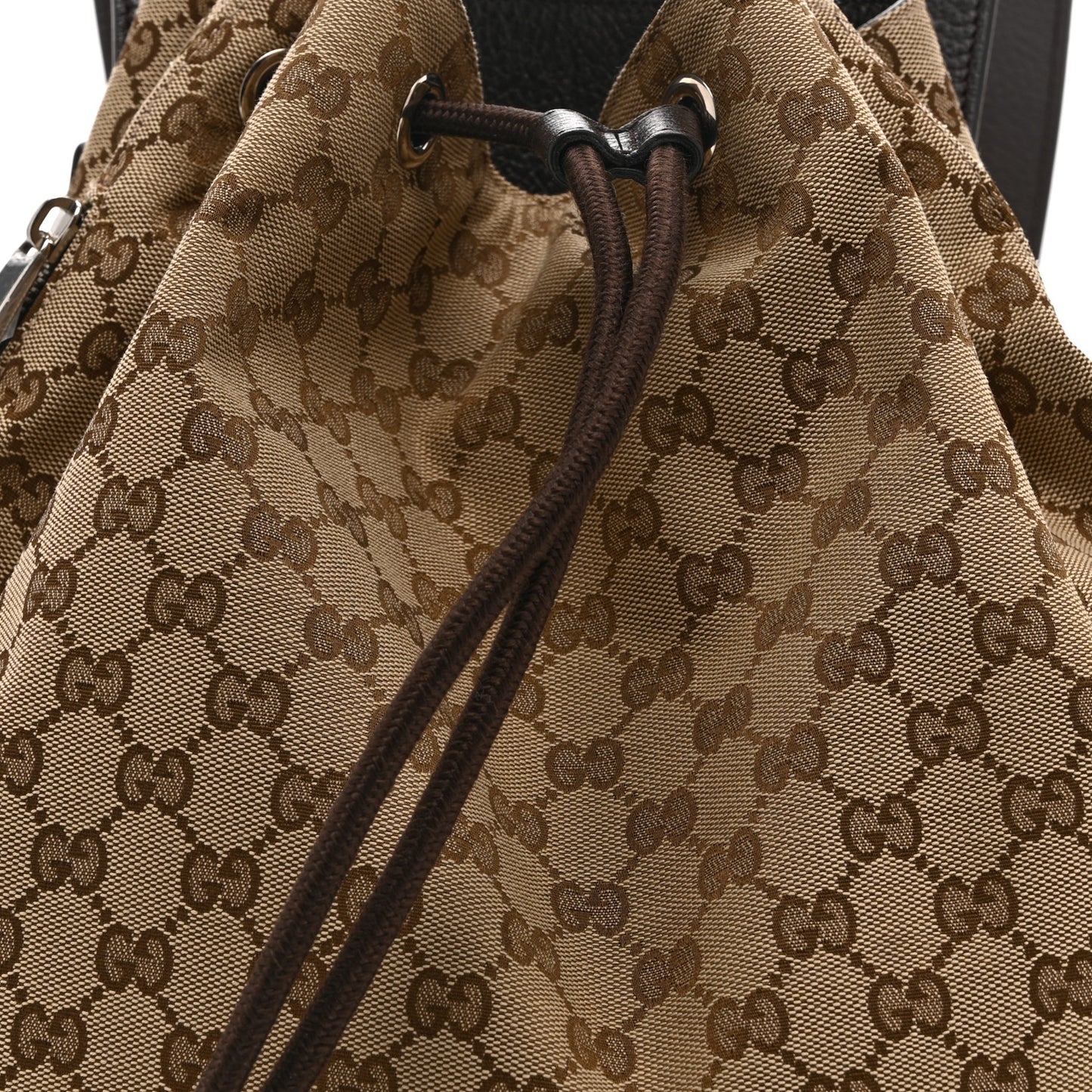 Monogram Dollar Calfskin O Drawstring Backpack Beige Ebony Testa di Moro Dark Chocolate