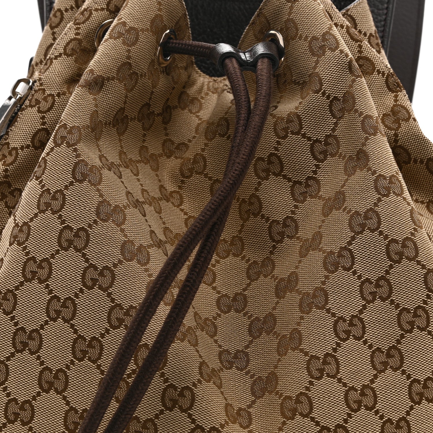Gucci Monogram Dollar Calfskin O Drawstring Backpack Beige Ebony Testa di Moro Dark Chocolate 8 of 11