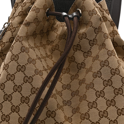 Gucci Monogram Dollar Calfskin O Drawstring Backpack Beige Ebony Testa di Moro Dark Chocolate 8 of 11