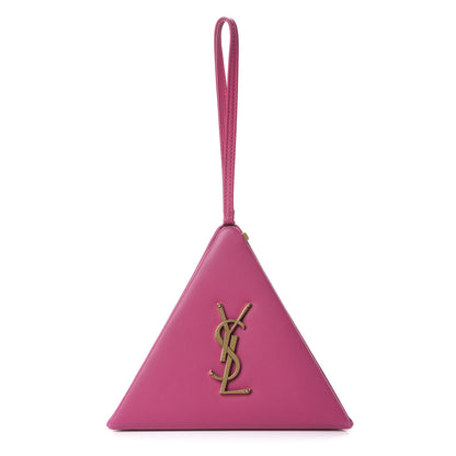 Saint Laurent Lambskin Pyramid Clutch Lipstick Fuchsia 1 of 8
