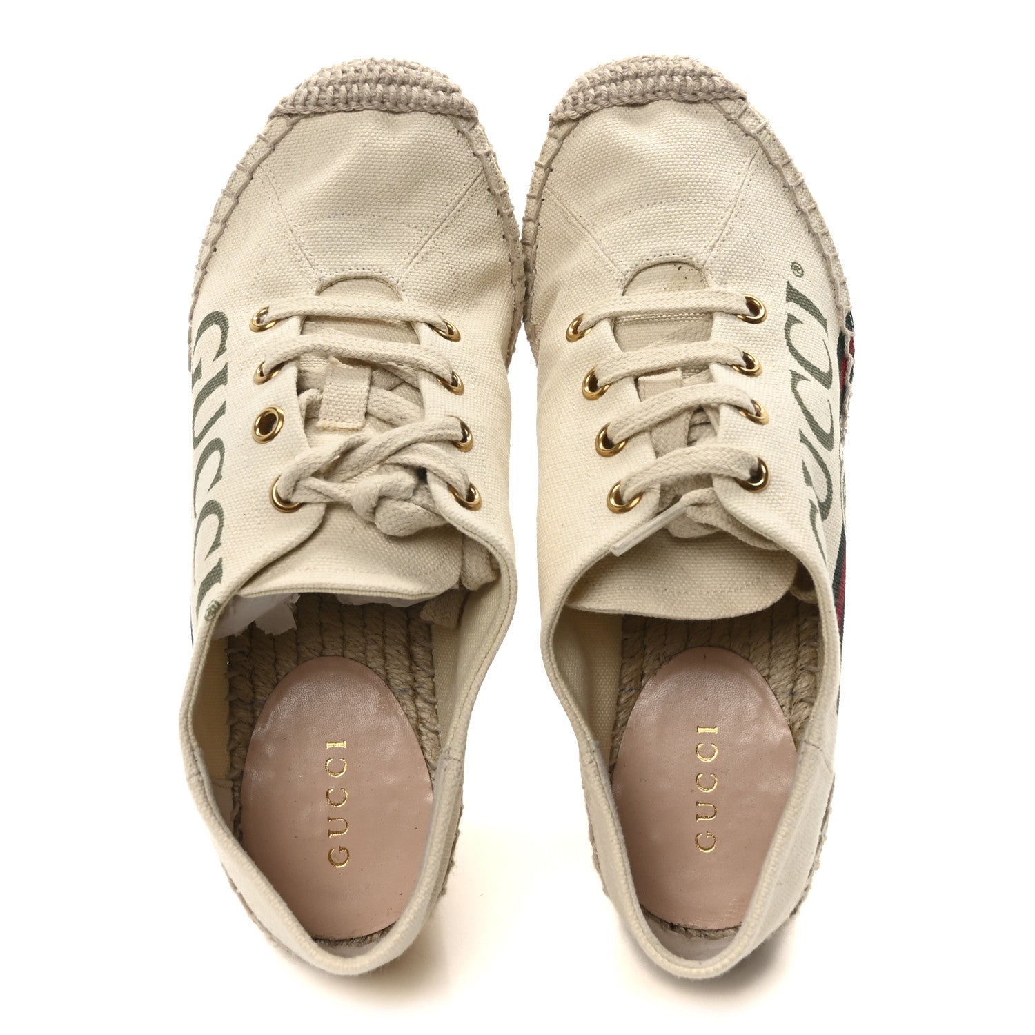 Gucci Canvas Logo Espadrille Wedge Sneakers 35 White 2 of 9