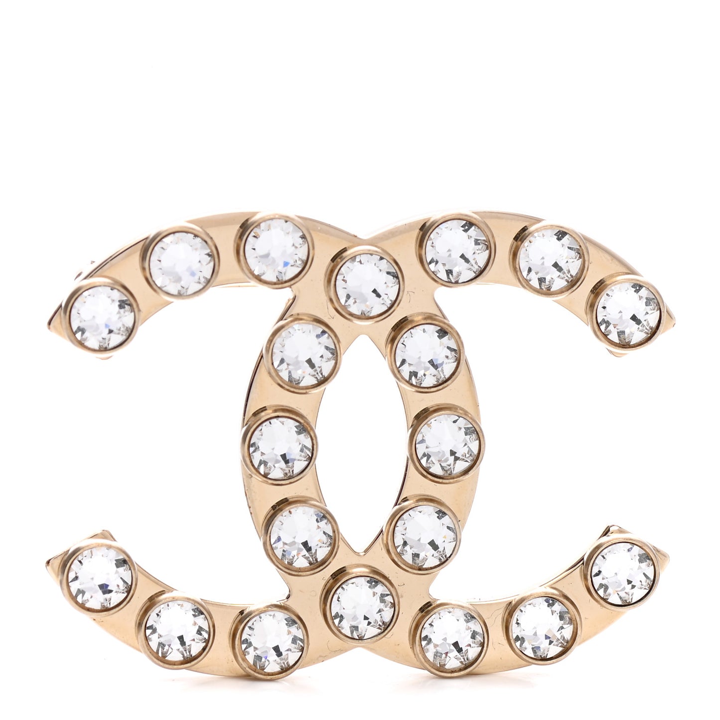 Crystal CC Brooch Gold