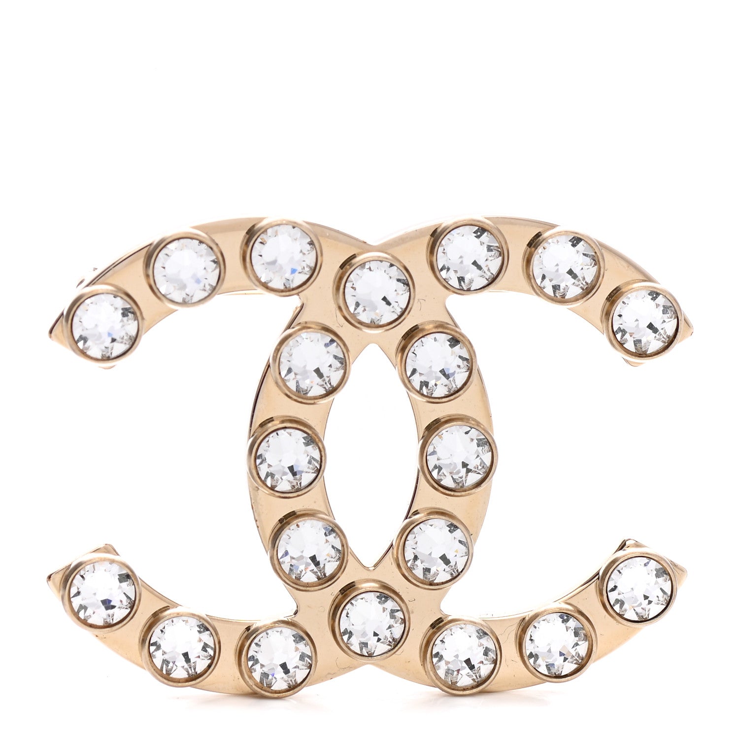 Chanel Crystal CC Brooch Gold 1 of 5