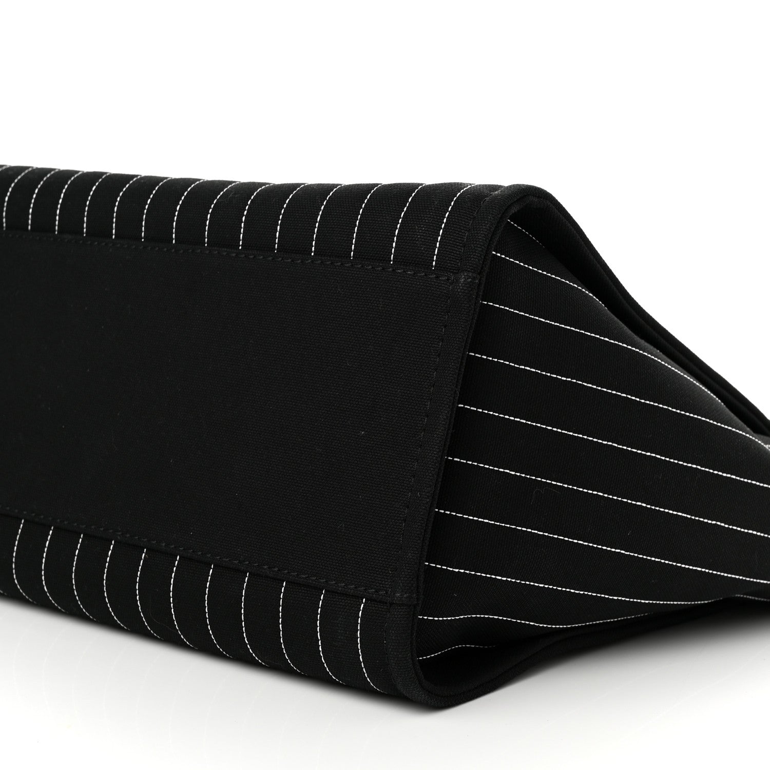 Chanel Canvas Calfskin Striped Medium Deauville Tote Black White 11 of 11