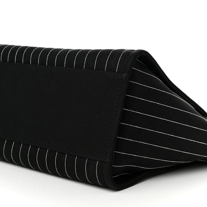 Chanel Canvas Calfskin Striped Medium Deauville Tote Black White 11 of 11