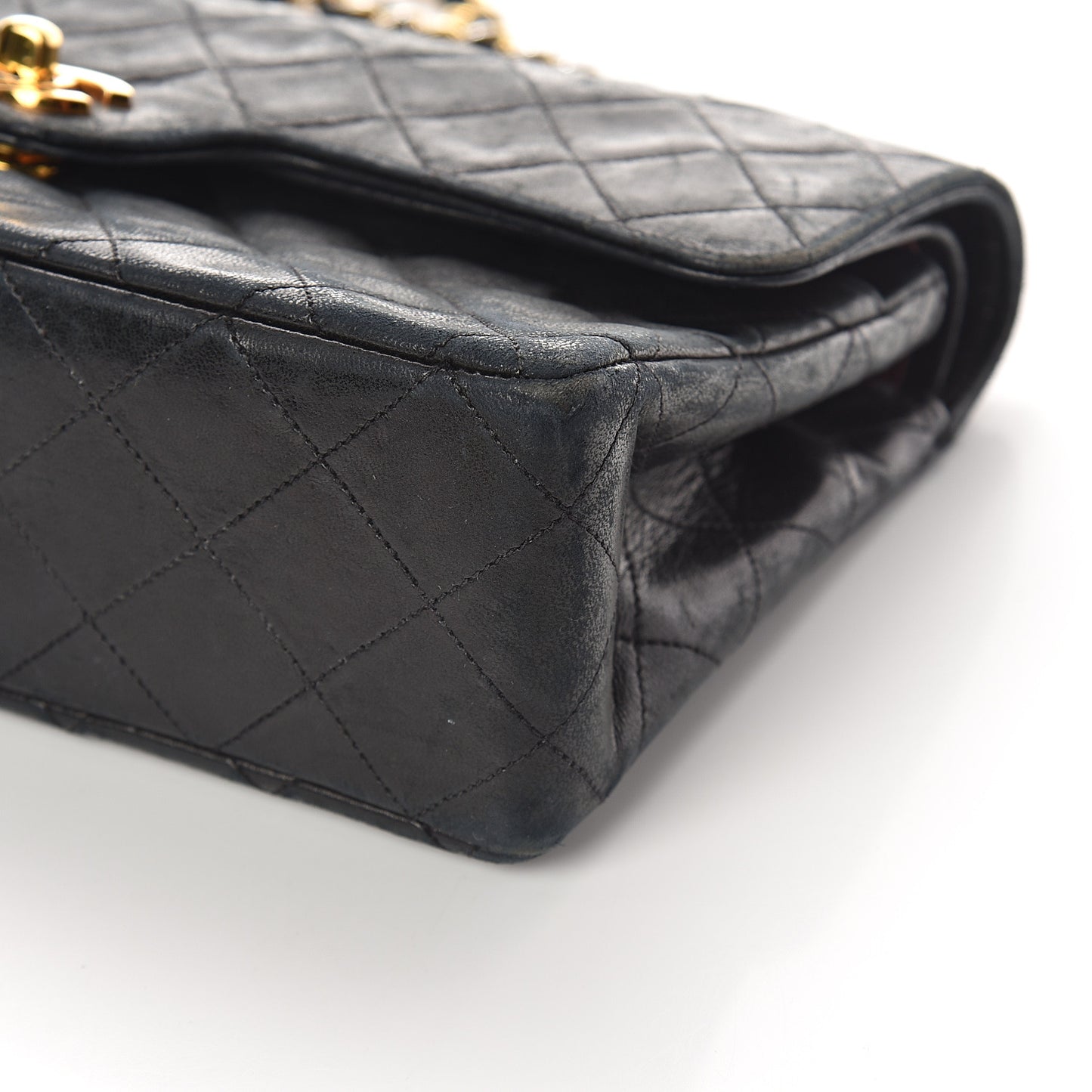 Lambskin Quilted Small Double Flap Black