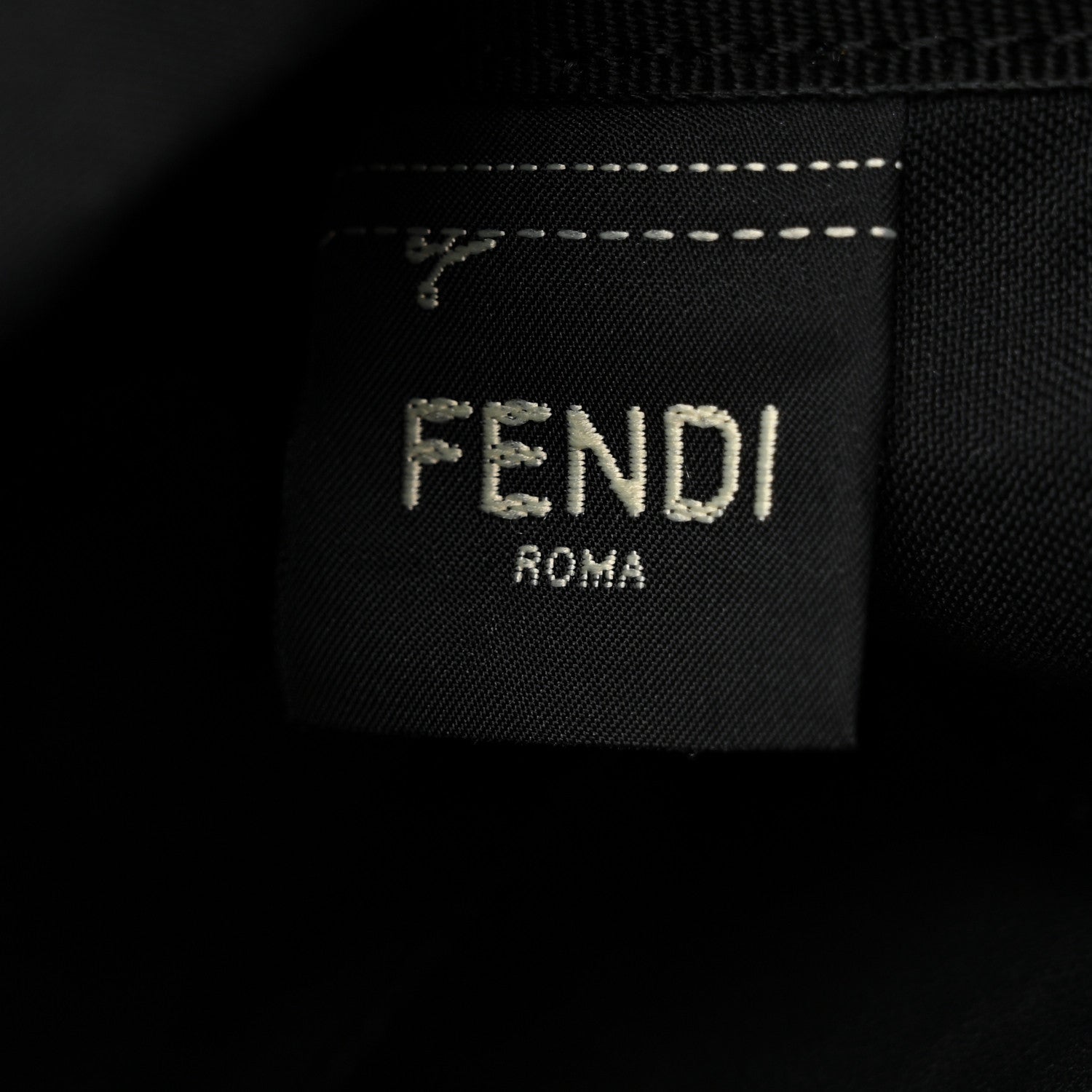 Fendi Cotton Canvas Vitello Grace Light Logo Flat Pouch Black 7 of 8