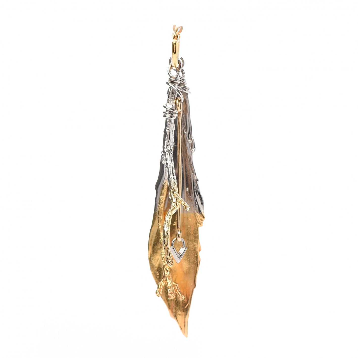 Metal LV Feathers Single Earring Gold Silver