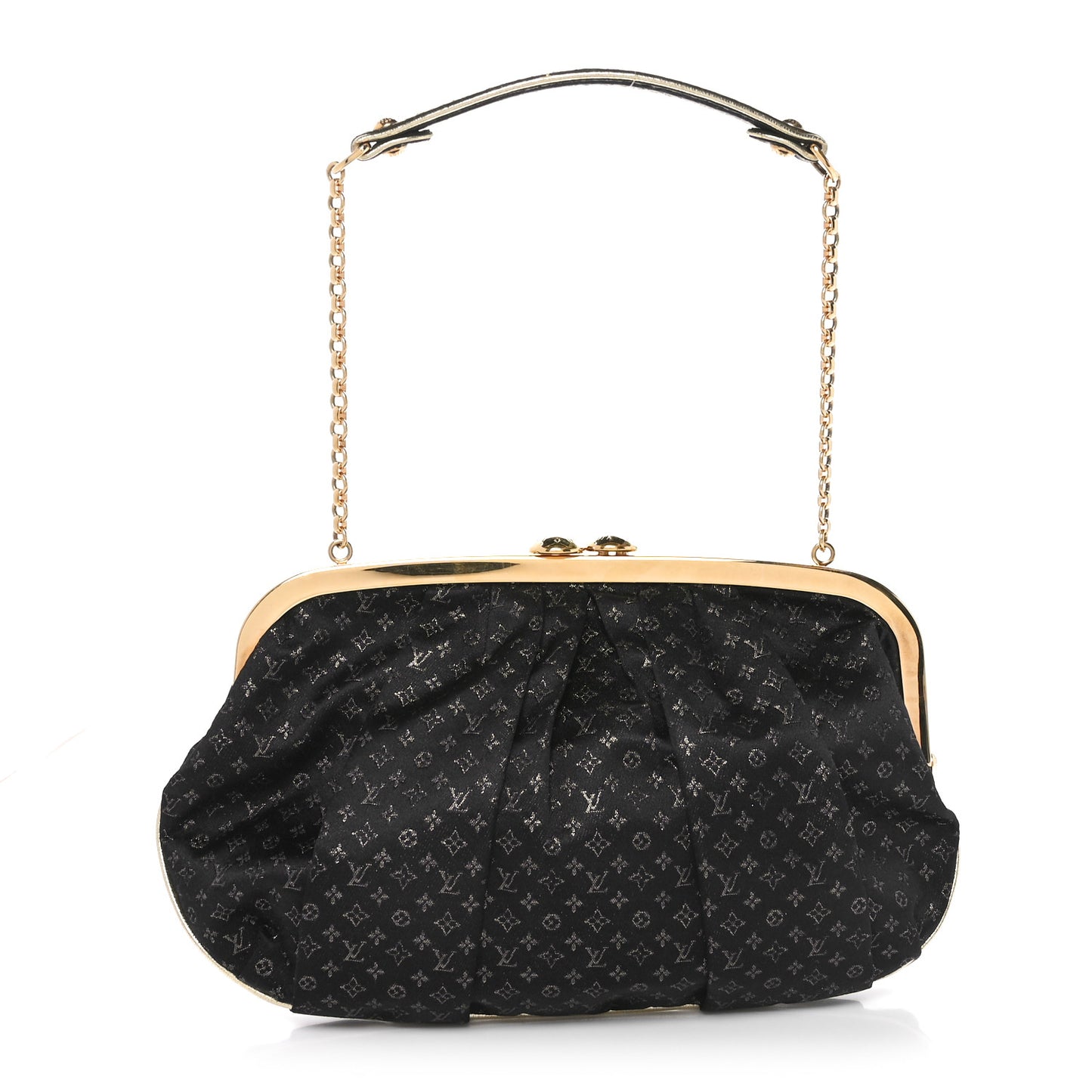 Satin Monogram Aumoniere Clutch Black