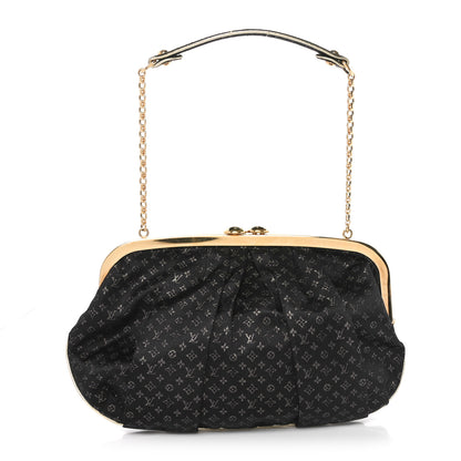 Louis Vuitton Satin Monogram Aumoniere Clutch Black 1 of 8