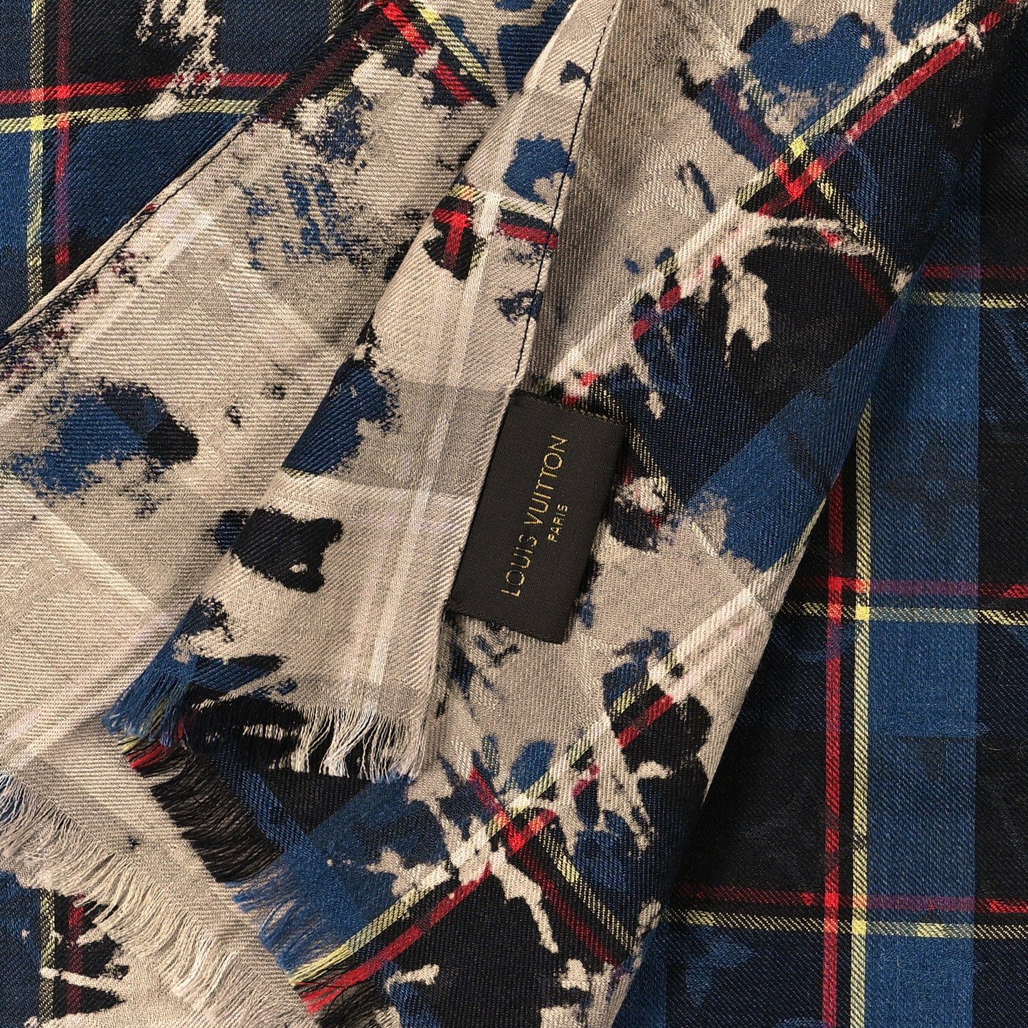 Louis Vuitton Wool Silk Plaid Printed Shawl Multicolor 4 of 4