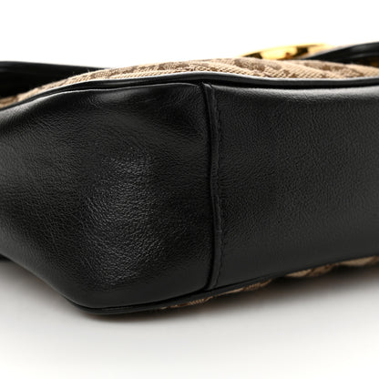 Gucci Monogram Matelasse Diagonal Small GG Marmont Shoulder Bag Beige Black 9 of 12