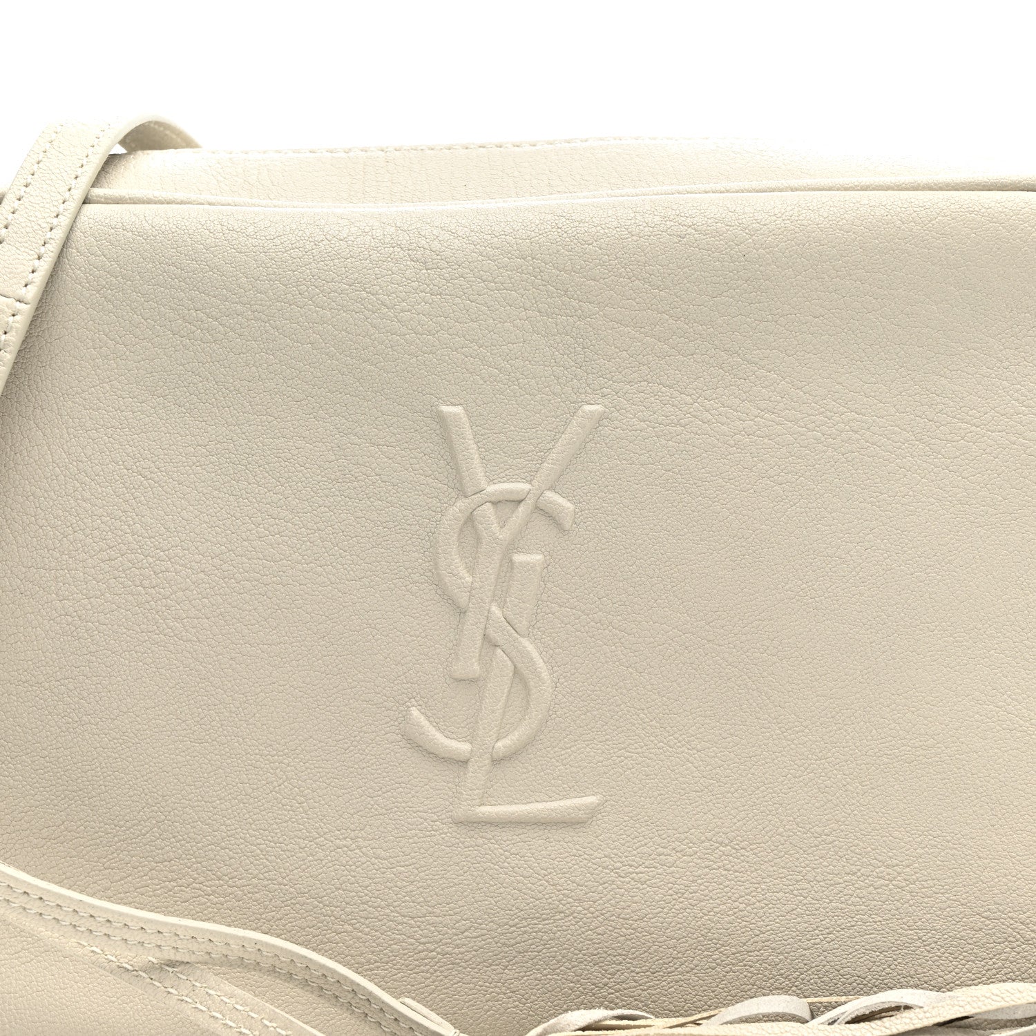Saint Laurent Lambskin Monogram Small Lou Camera Bag White 8 of 10