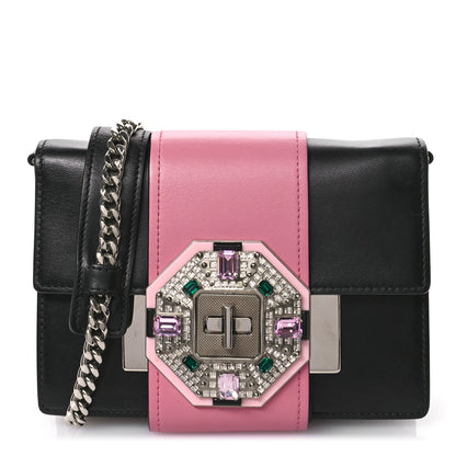 Prada City Calf Crystal Embellished Ribbon Bag Black Begonia 1 of 10