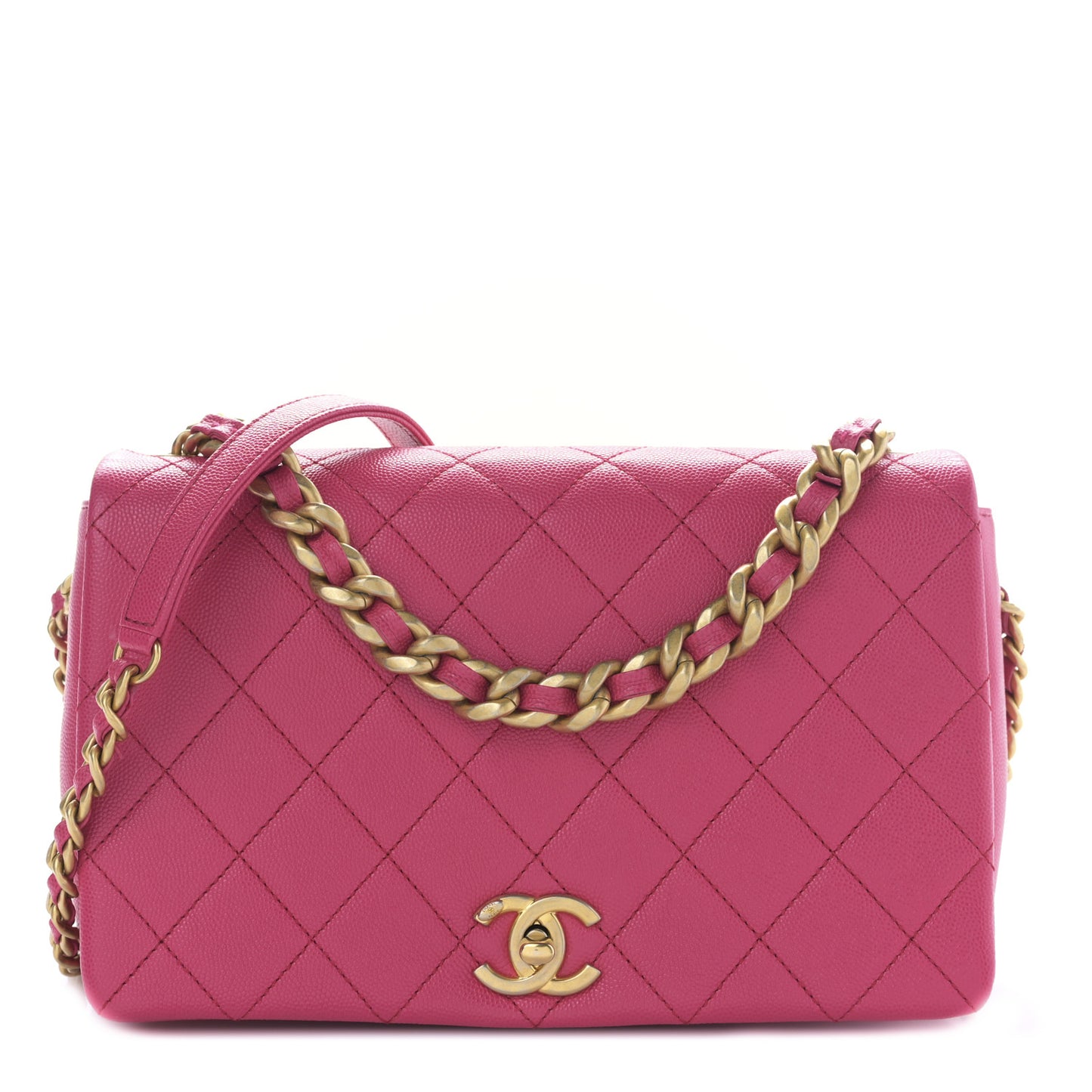Caviar Quilted Medium Fashion Therapy Flap Bag Pink
