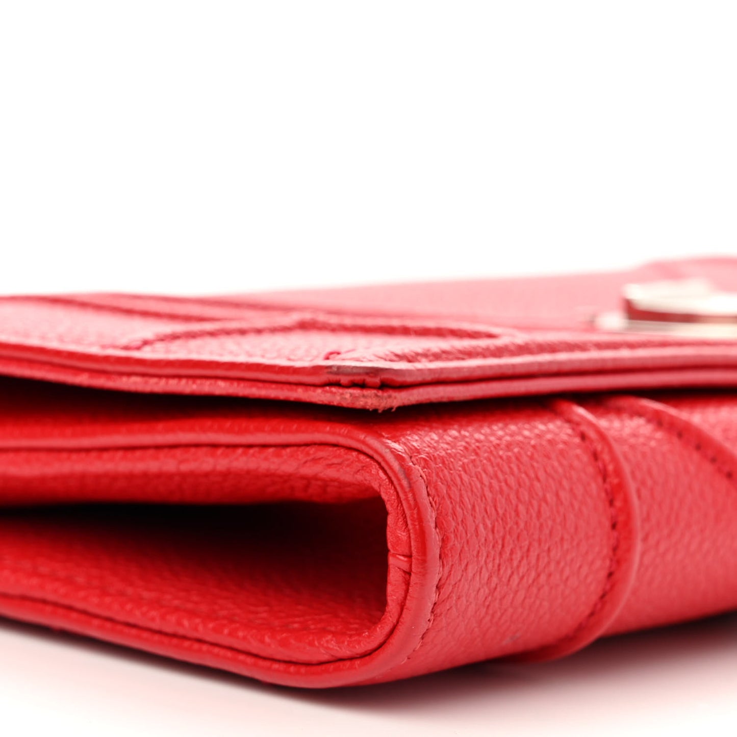 Grained Calfskin Diorama Croisiere Chain Wallet Red